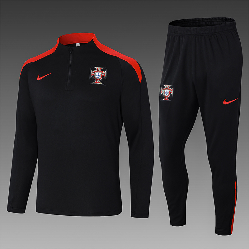 2024-25 Black Portugal Football Half Pull Training Suit