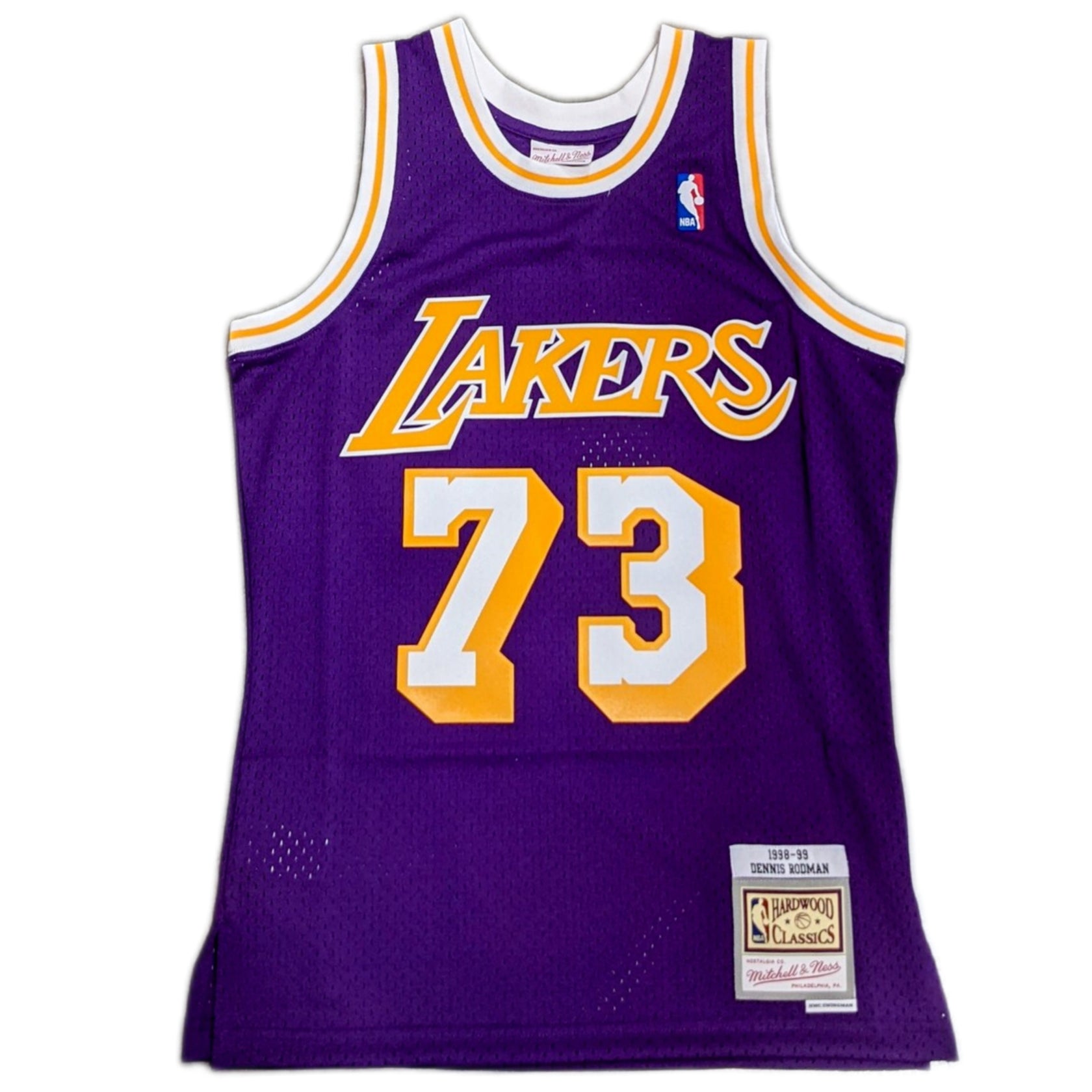 Men's Los Angeles Lakers Dennis Rodman1998-99 Hardwood Classics Purple Swingman Jersey