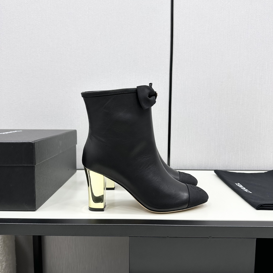 TOP CHANEL High Heel Short Boots with Bow - 3 Color