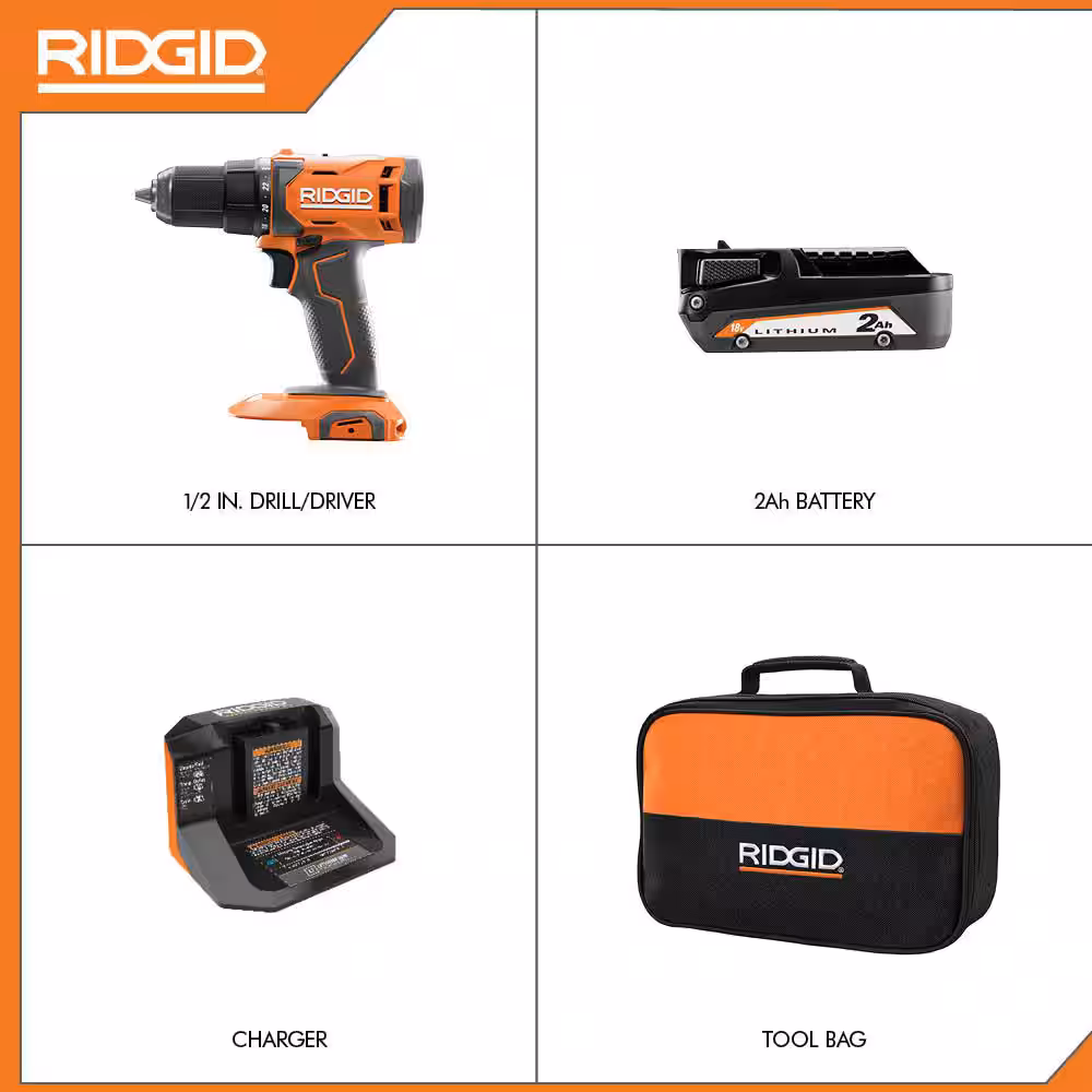 18V Cordless 1/2 in. Drill/Driver Kit with (1) 2.0 Ah Battery and Charger