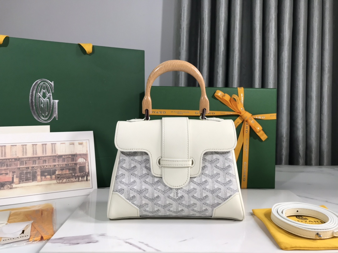 TOP Goyard Mini Saigon Bag 20x14.5×9cm  - White&Gray