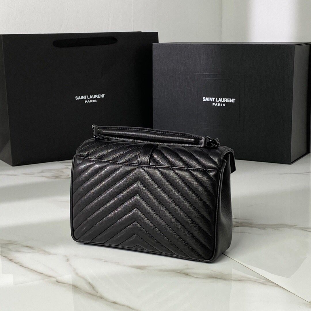 TOP Yves Saint Laurent YSL Small College Bag 24×17×6cm - Black on Black