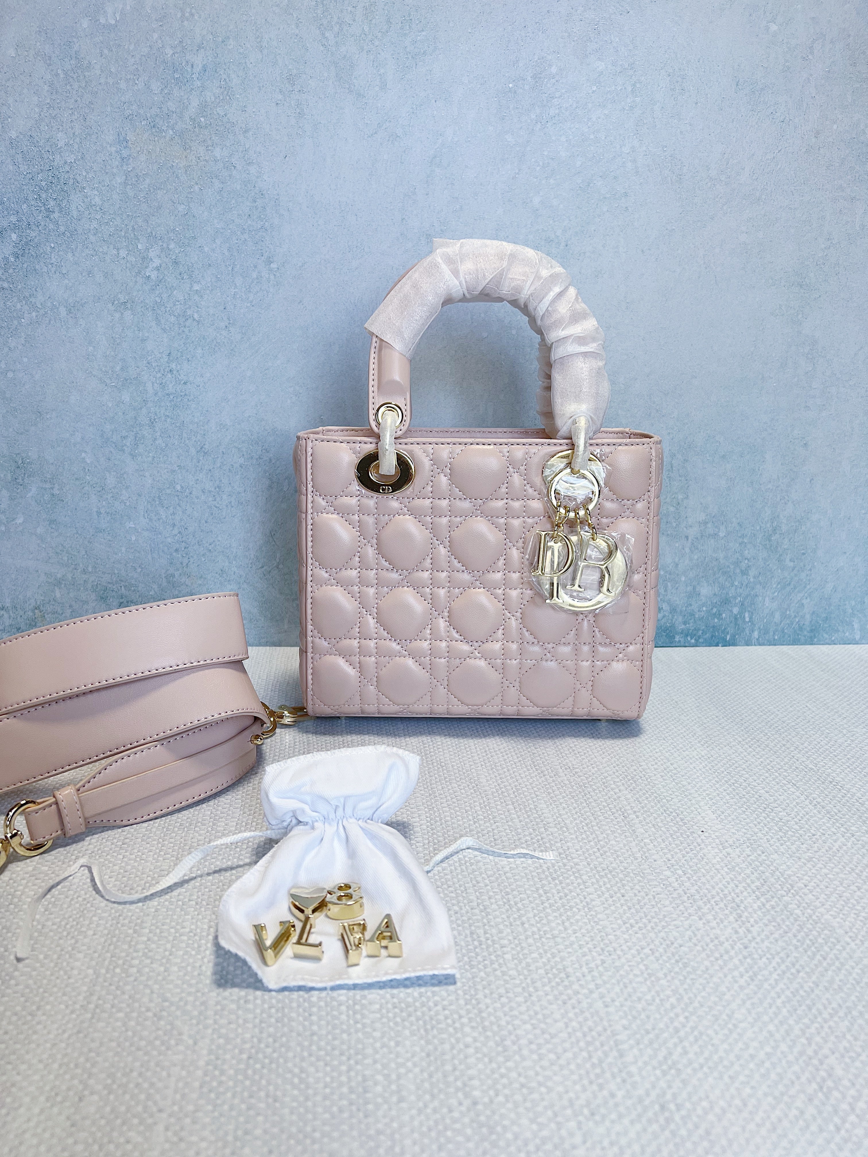 TOP Christian Dior Lady Christian Dior Bag ABC - Powder Rose w LGHW