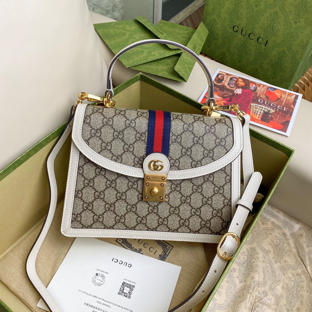 TOP GUCCI G*G  𝗢𝗽𝗵𝗶𝗱𝗶𝗮 Top Handle Mini Bag 25X17.5X7 cm - 2 Color