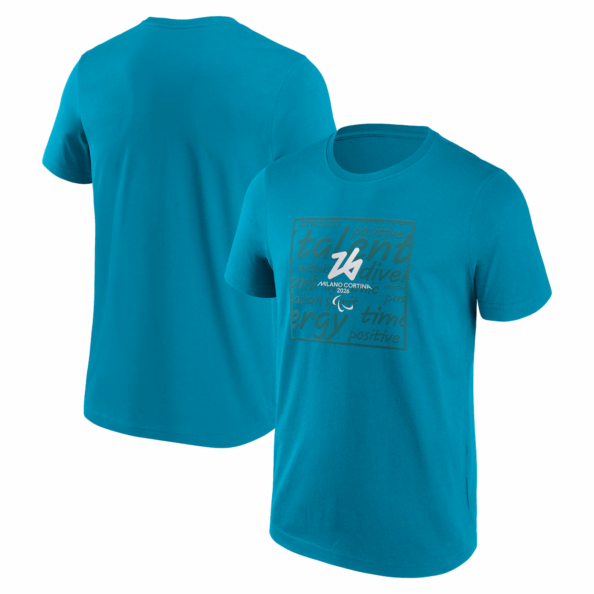 Milano Cortina 2026 Paralympics Values Outline Box Graphic T-Shirt - Blue