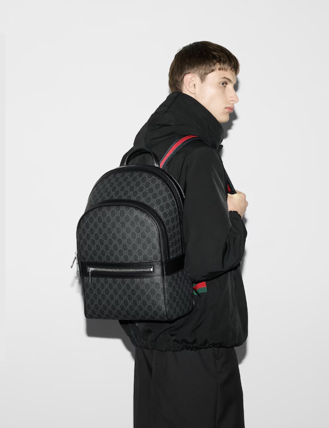 TOP GUCCI Leather Backpack  28*44*15.5cm - Black