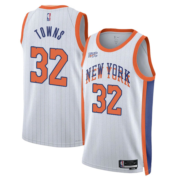 Men's New York Knicks Karl-Anthony Towns 24-25 White Jersey - Icon Edition