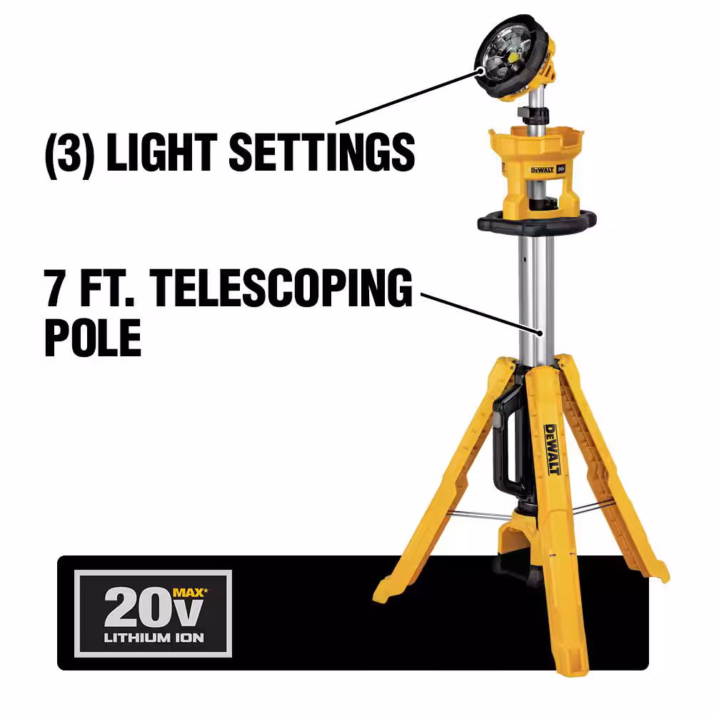 20V MAX 3000-Lumen Adjustable LED Tripod Light