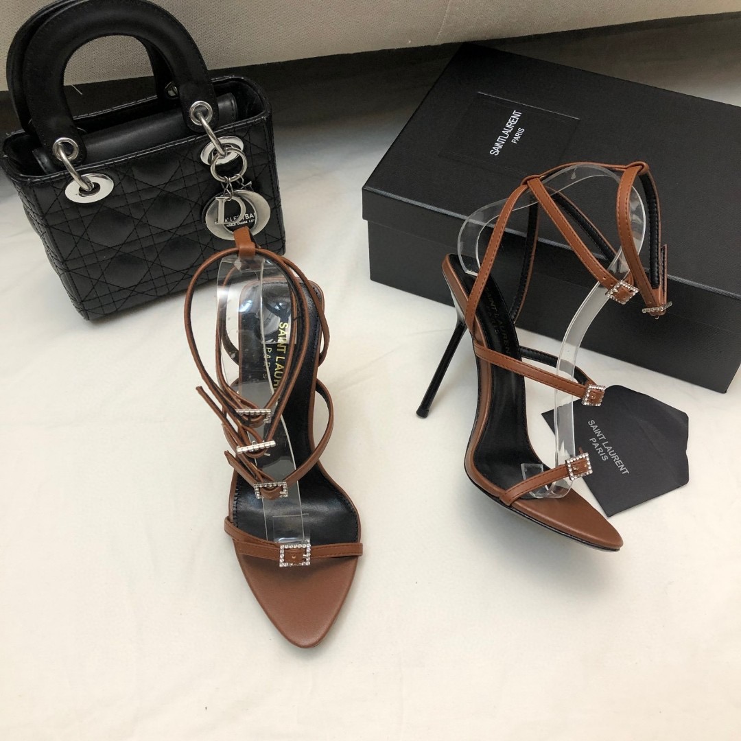 Saint Laurent YSL Strap And Buckle High Heels10.5CM Slide Sandal (Replica)