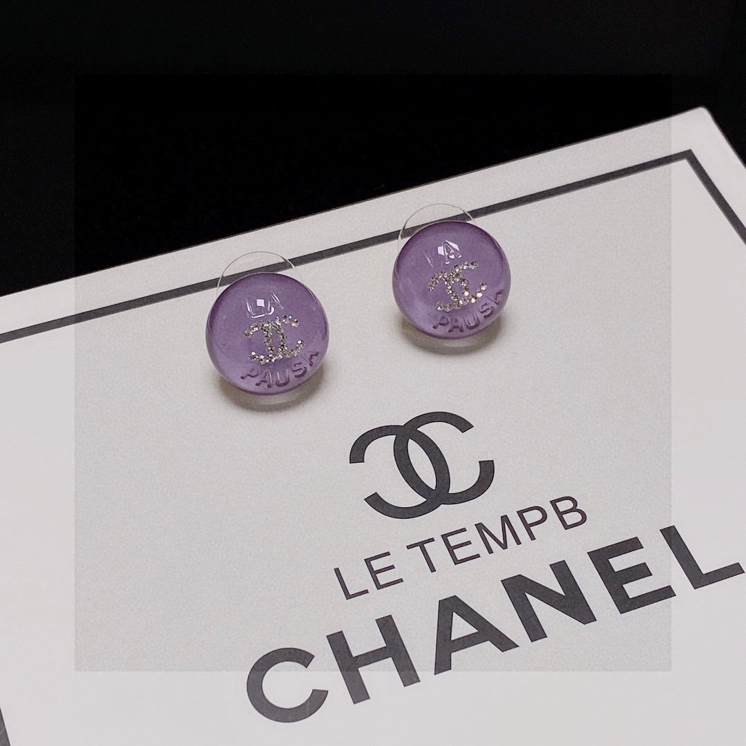 TOP CHANEL CC Earrings-Purple