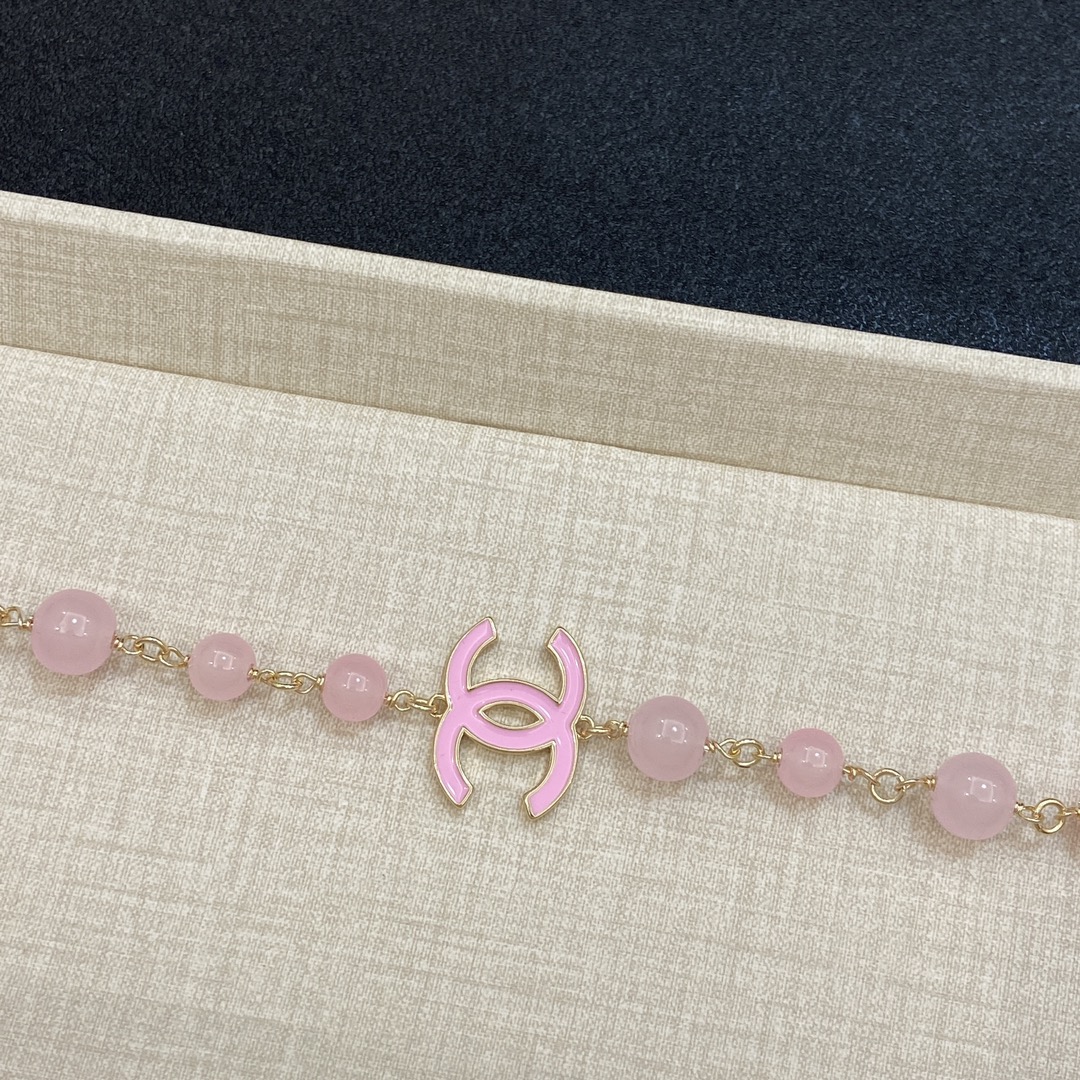 TOP CHANEL Pearl Necklace - Pink&GHW