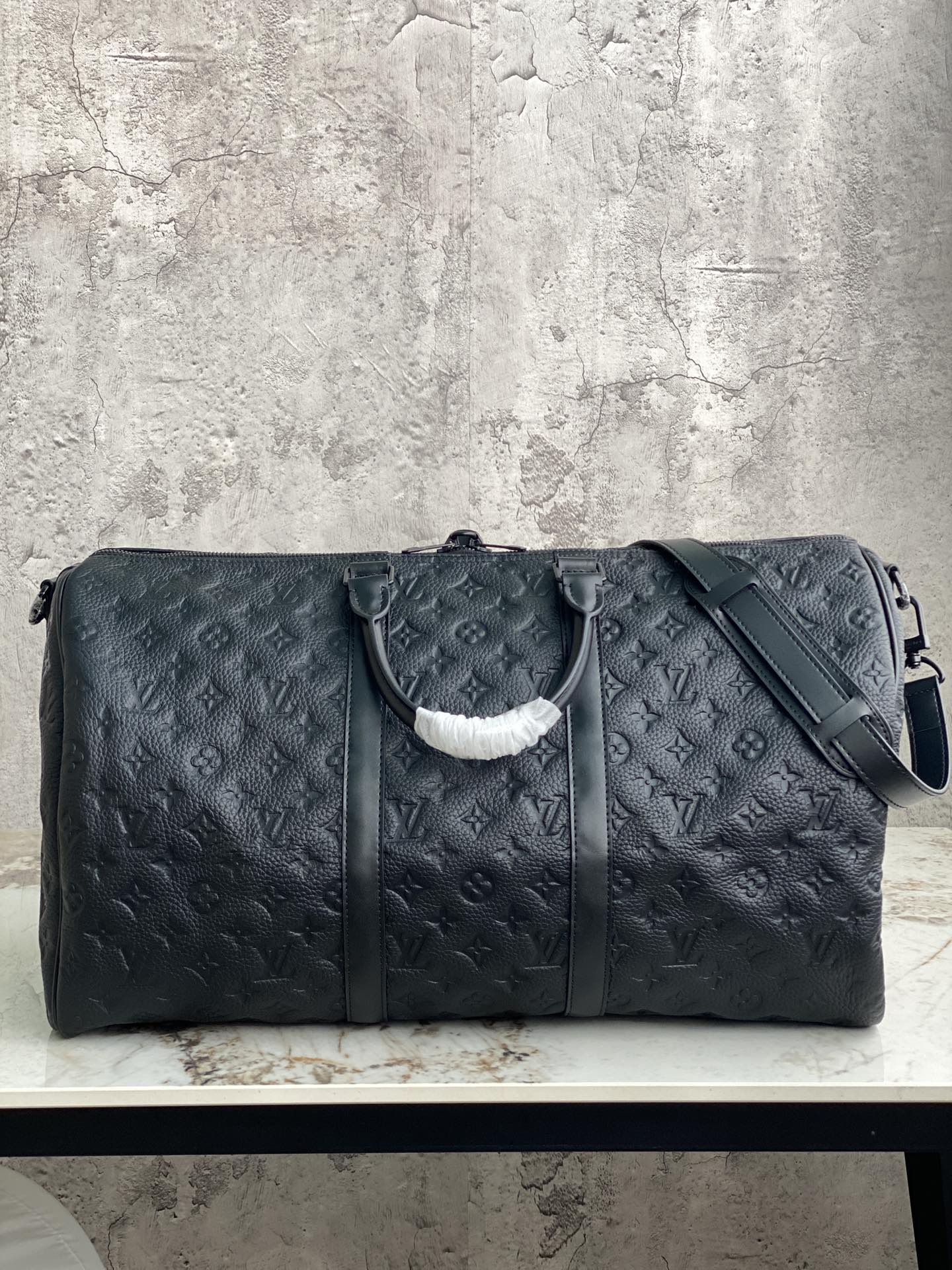 TOP Louis Vuitton LV Loui$ Vu!tt0n Keepall Travel Bag 50cm - Taurillon Empreinte Black
