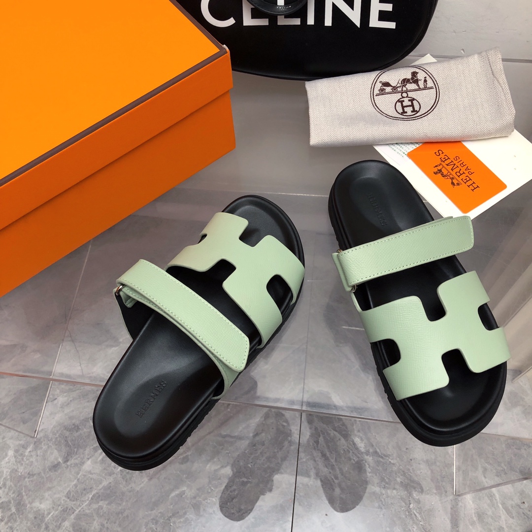 TOP HERMES Slides - Black & Green