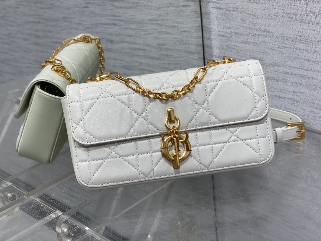 TOP Christian Dior Miss Daisy Bag Lambskin 22x12.5x4cm - White