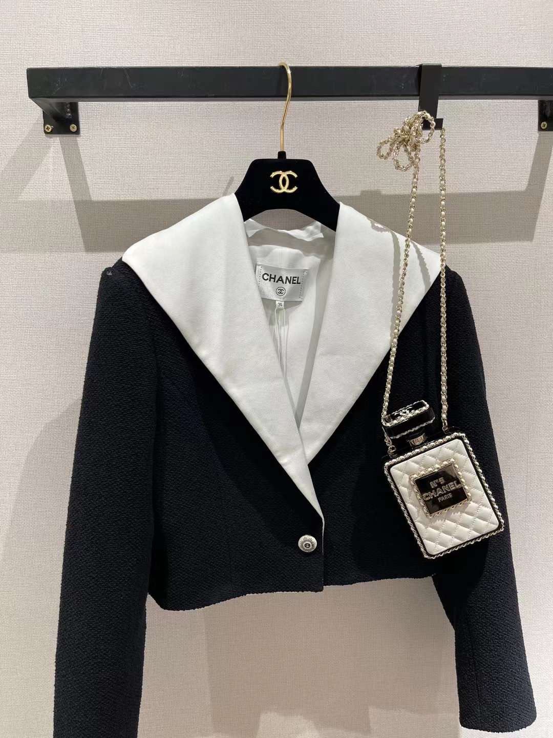 TOP CHANEL Mini Perfume Bottle Shape Bag 16×9×3.5CM - White