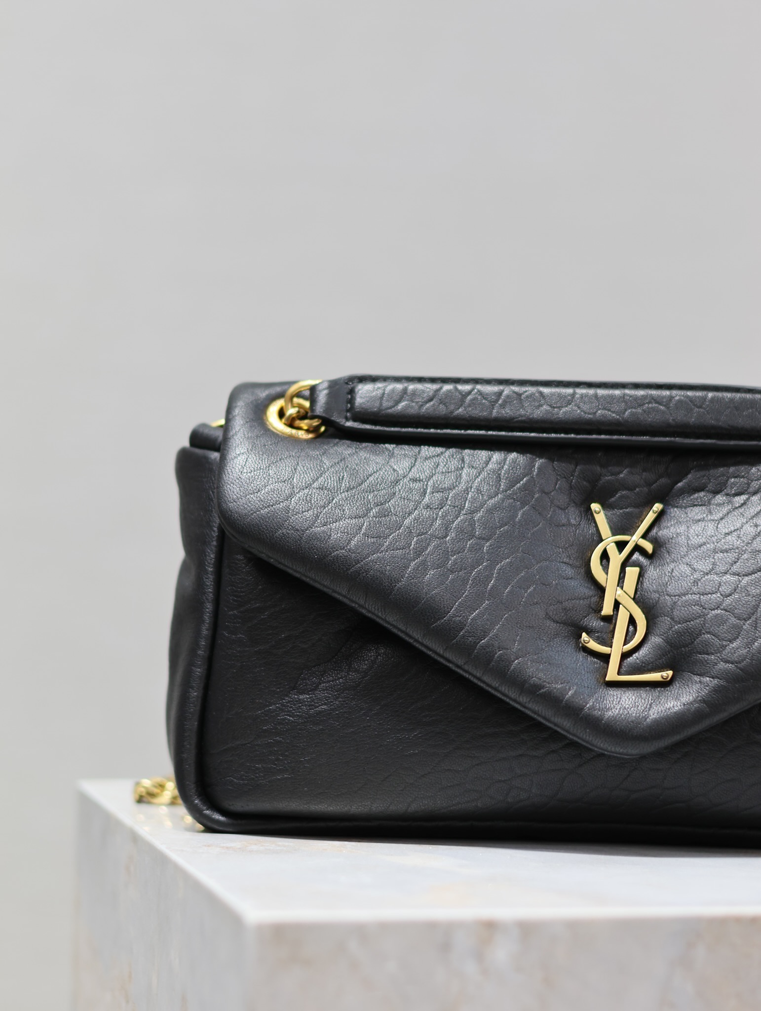 TOP Yves Saint Laurent YSL Lambskin Chain Bags 26×14×7cm - Black&GHW