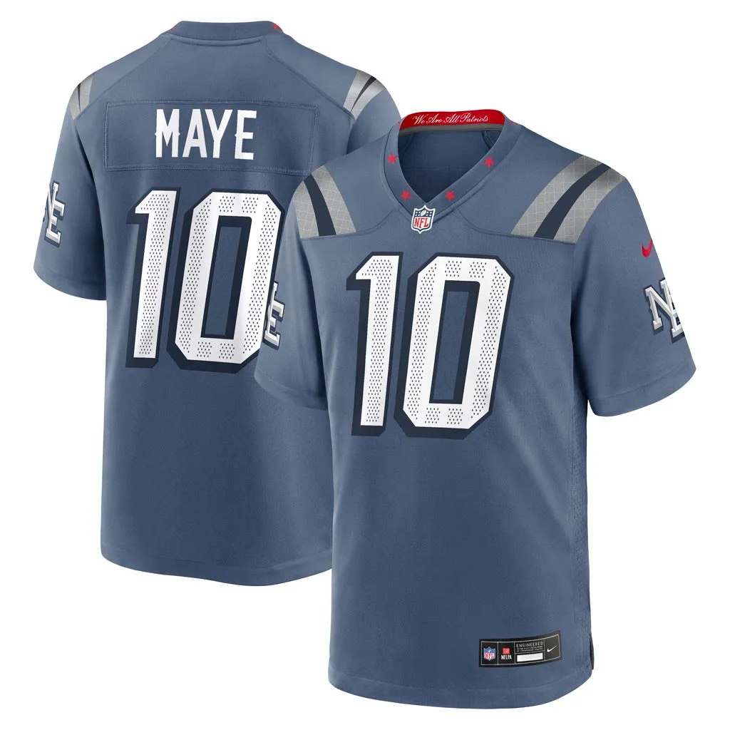 Drake Maye New England Patriots 2025 Rivalries Collection Game Jersey - Storm Blue