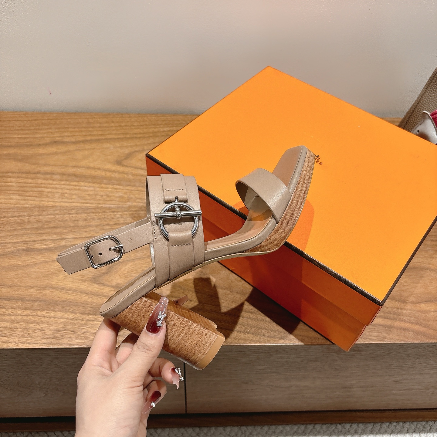 TOP HERMES High Heels Sandals - Khaki