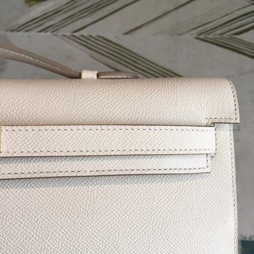 TOP HERMES Kelly Cut Elan 31 Clutch - White & SHW