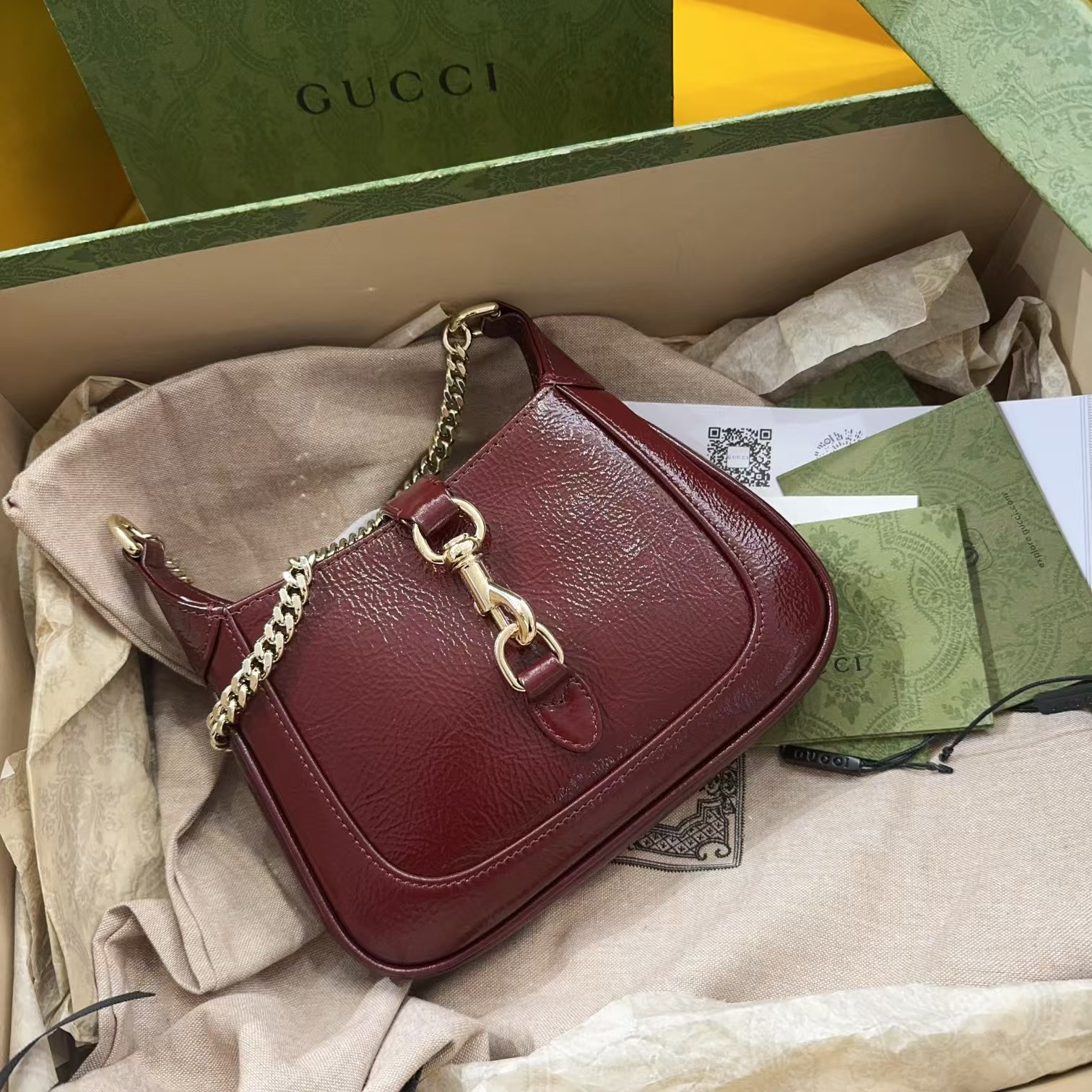 TOP GUCCI Jackie Notte Mini Shoulder Bag 19.5x18x3.5cm - Dark Red