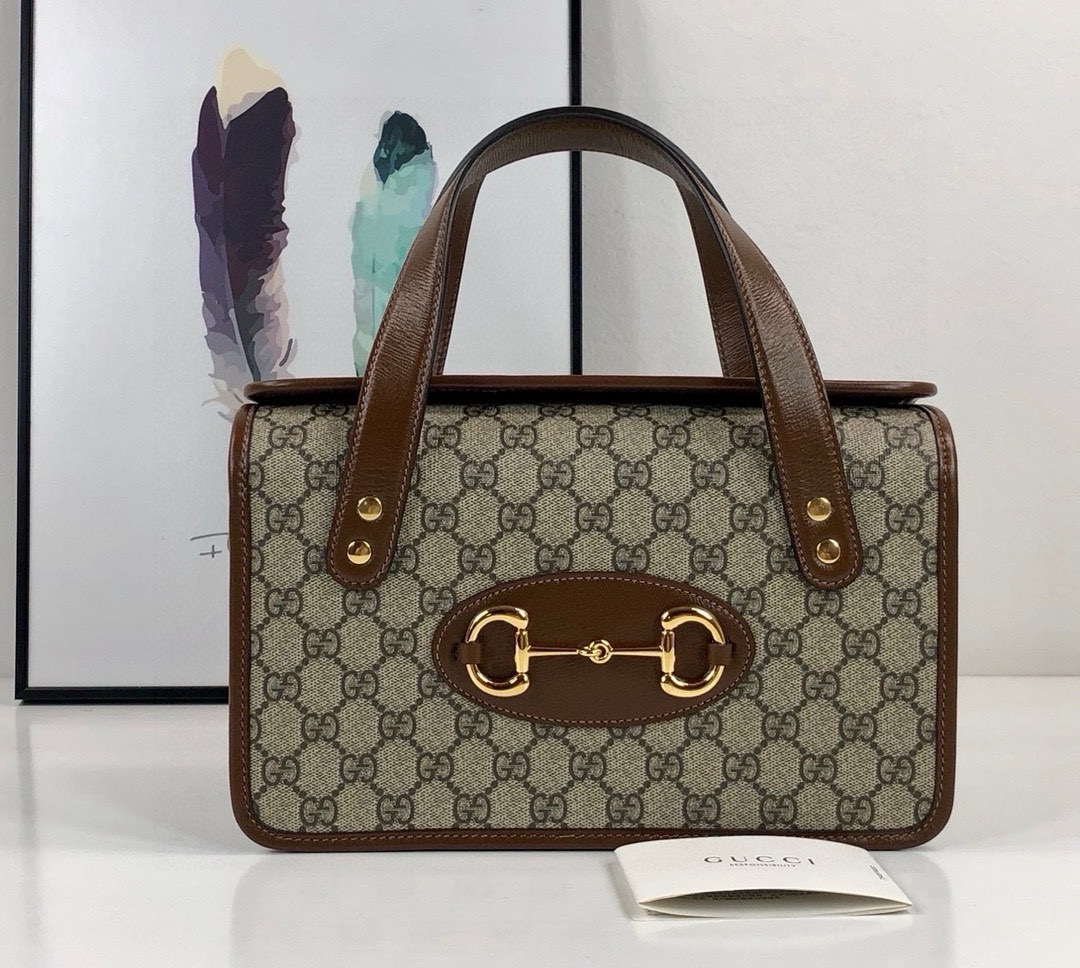 TOP GUCCI GG Horsebit 1955 Bag Handbags 27.5x17.5x11cm - Brown