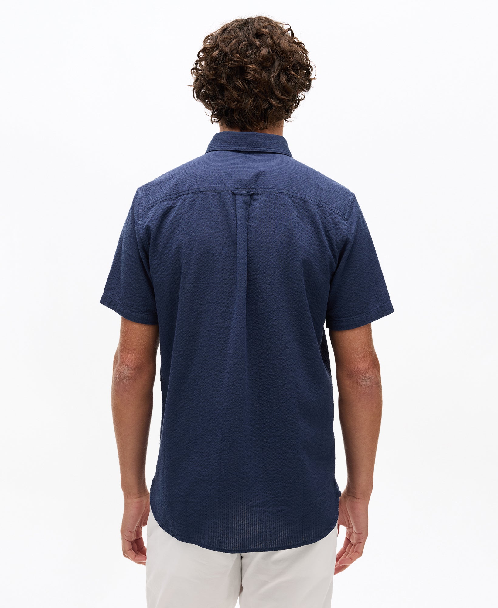 Seersucker Short Sleeve Shirt | Lauren Navy
