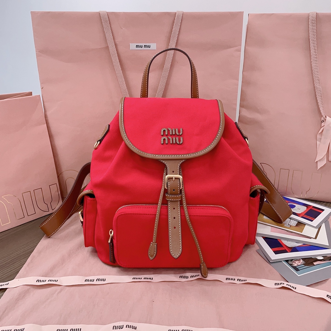 TOP Miu Miu Backpack Canvas+Cowhide 30*25*12.5cm - 3 Colour