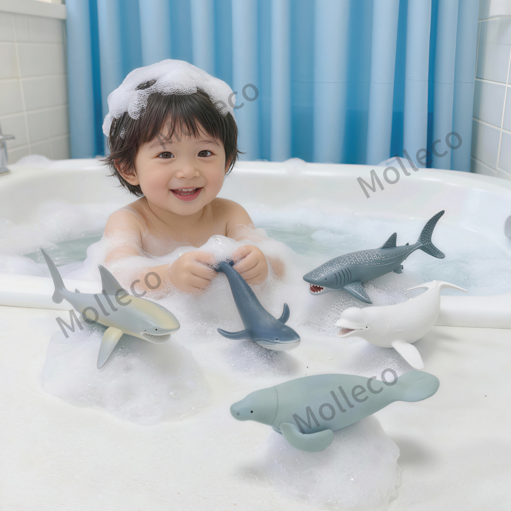 Molleco Marine Animal Figure Toy Set for Kids and Children ST080 25 Animals + Diver + Props