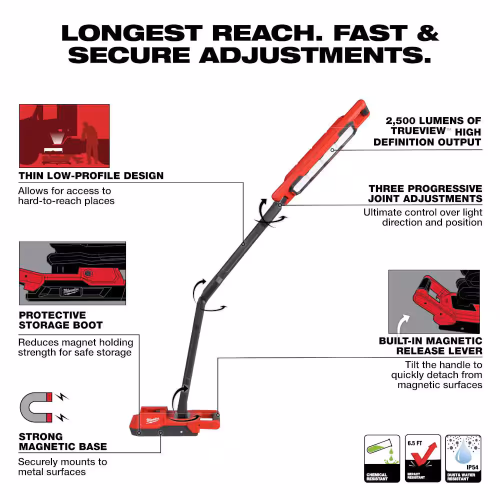 M18 18-Volt Lithium-Ion Cordless 2500 Lumens LED Magnetic Extendable Boom Light (Tool Only)