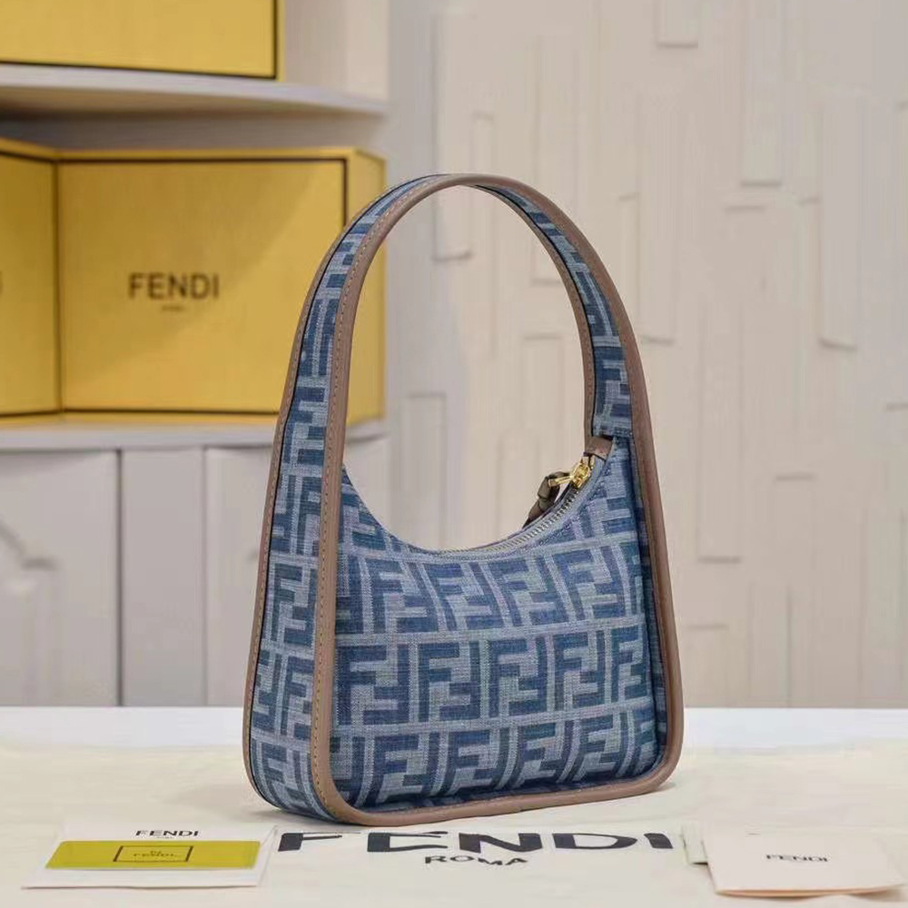 Fendi Fendessence Light blue FF denim fabric bag (Replica)