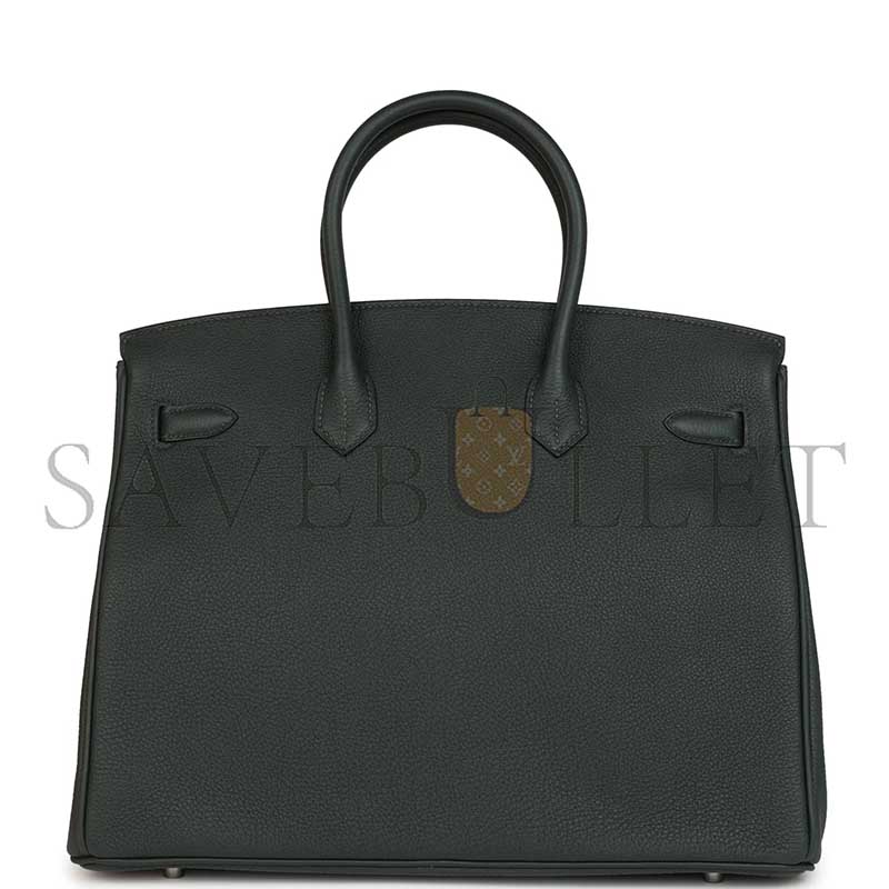 HERMÈS BIRKIN 35 VERT FONCE TOGO PALLADIUM HARDWARE (35*25*18cm)