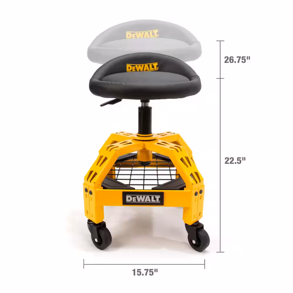 24 in. H x 16 in. W x 16 in. D Adjustable Shop Stool with Casters