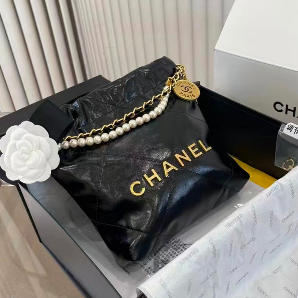 CHANEL Mini 23S Shiny Calfskin with Pearl Handbag AS3980(Replica)