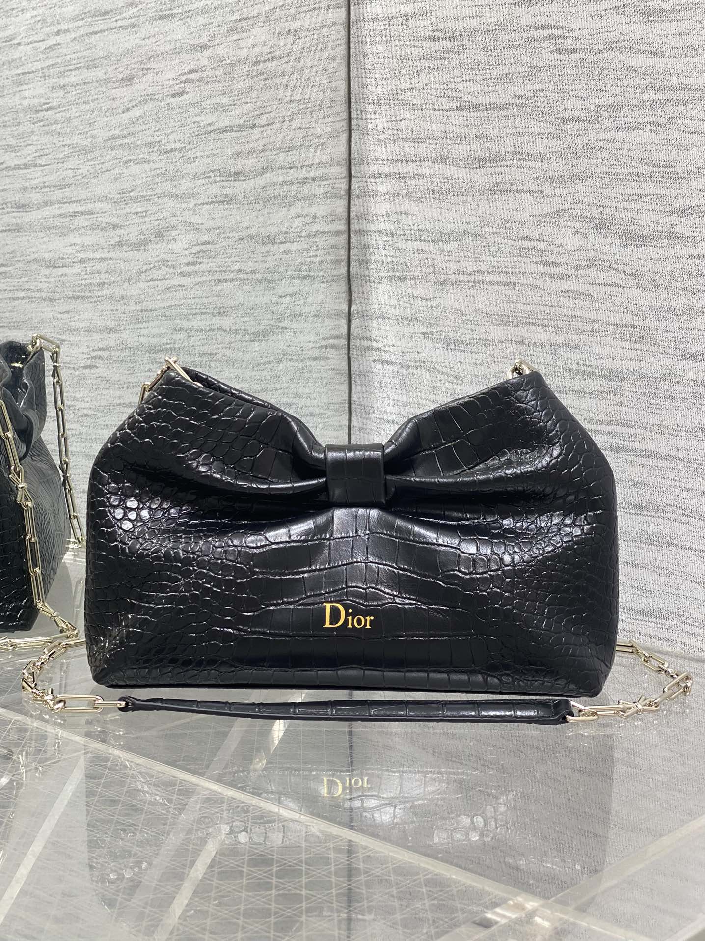 TOP Christian Dior Cowhide Leather Crocodile Pattern Chain Bag 27*8*18cm - 2 Colors