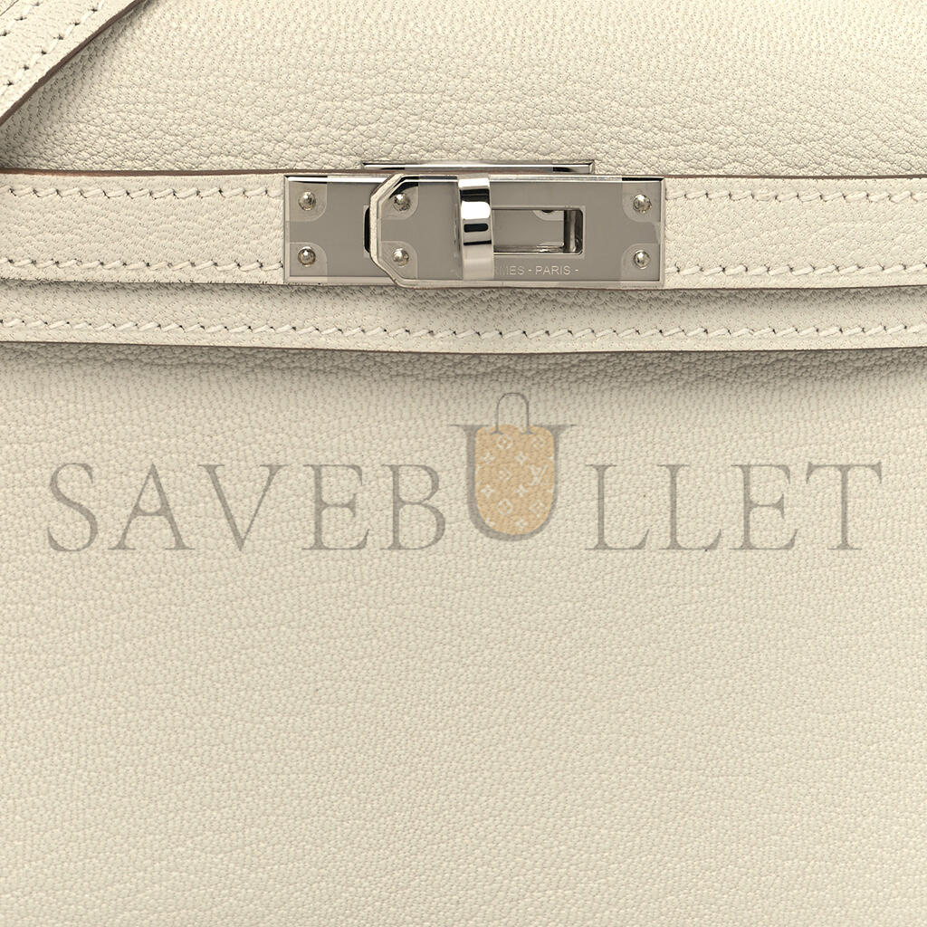 HERMÈS CHEVRE MYSORE MINI KELLY II MUSHROOM (19*12*5.5cm)