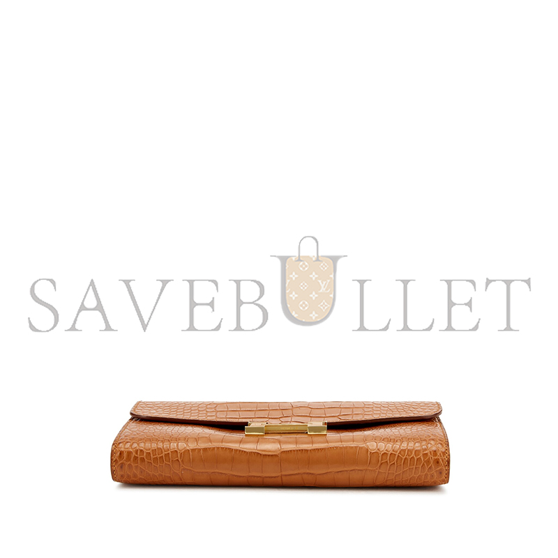 HERMES GOLD MATTE ALLIGATOR CONSTANCE-TO-GO GOLD HARDWARE 436572 (20.5*13*3cm)