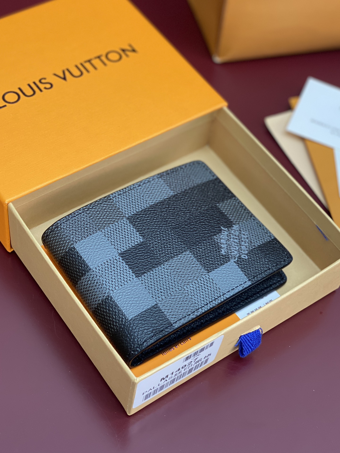 TOP Louis Vuitton LV Damier Graphite Printed Slender Wallet Damoflage Canvas 11x8.5x2cm - Black