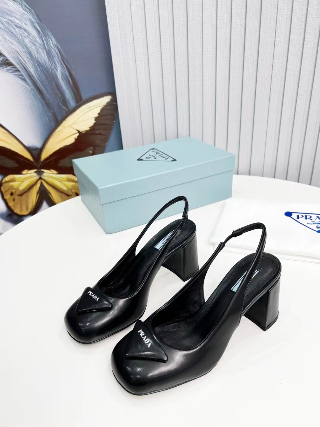 TOP PRADA Mules  - Black