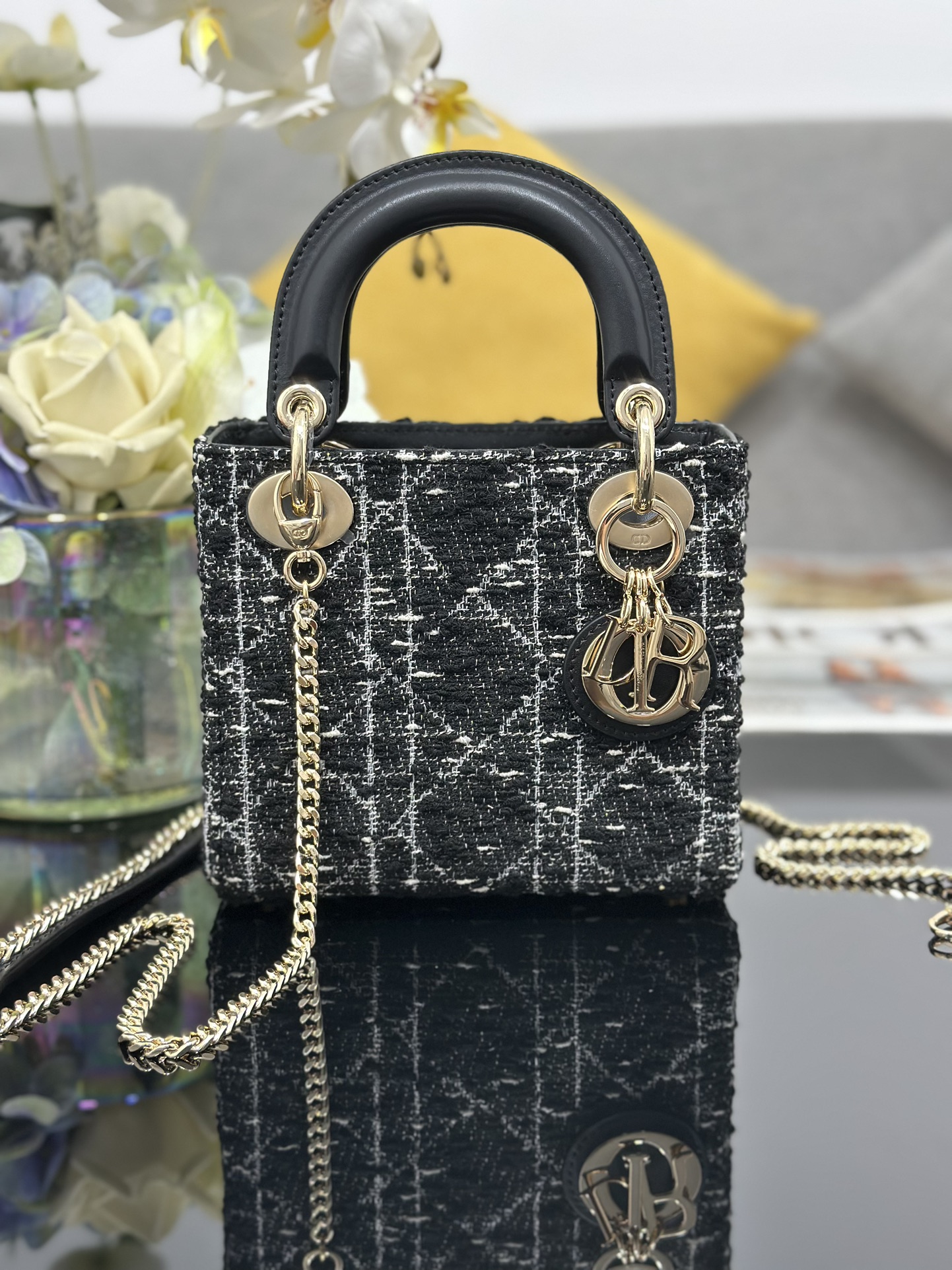 TOP Christian Dior Lady Dior Bag Tweed 17x15x7cm - 2 Color