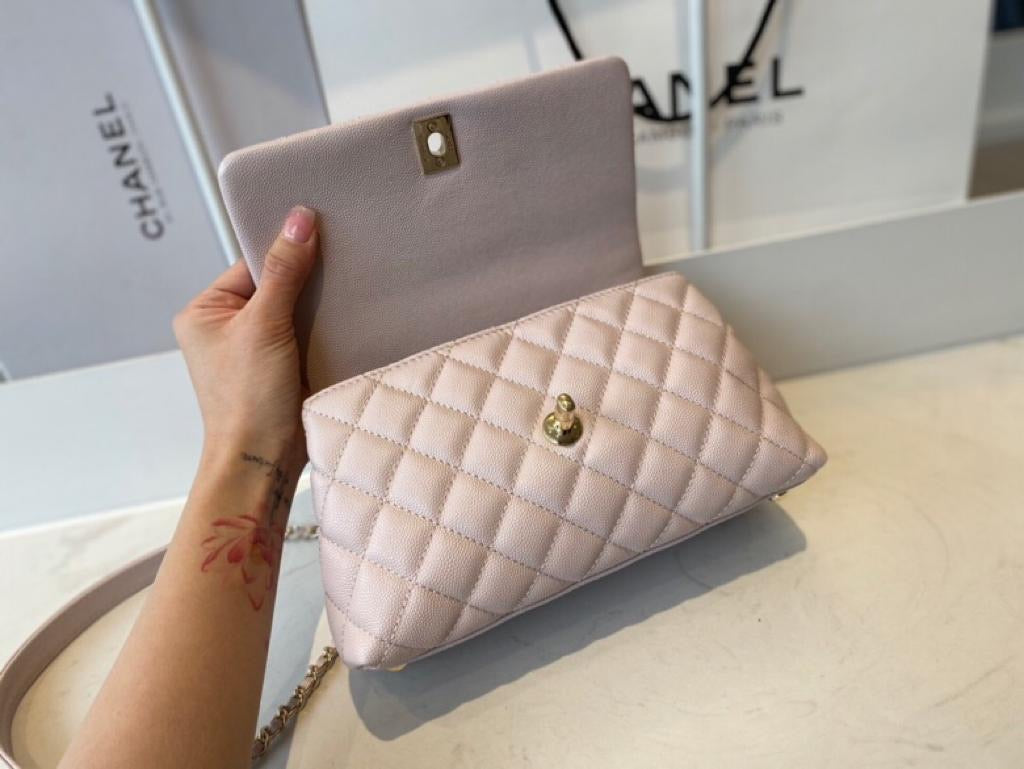 TOP CHANEL CoCo Handle Bag Caviar Small 19cm - Light Pink
