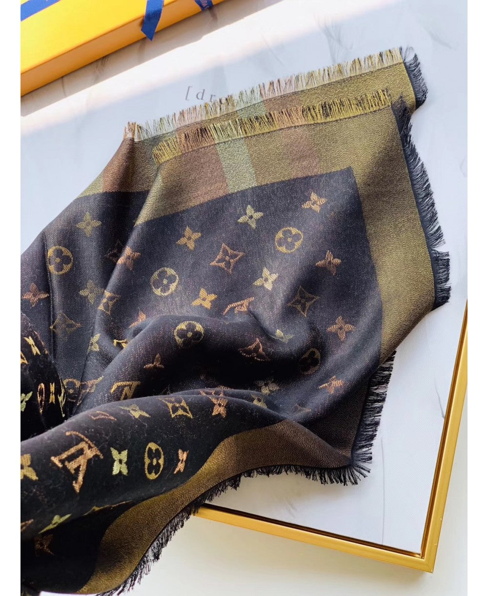 TOP Louis Vuitton LV L*V Square Scarf and Shawl - Iridescent Black