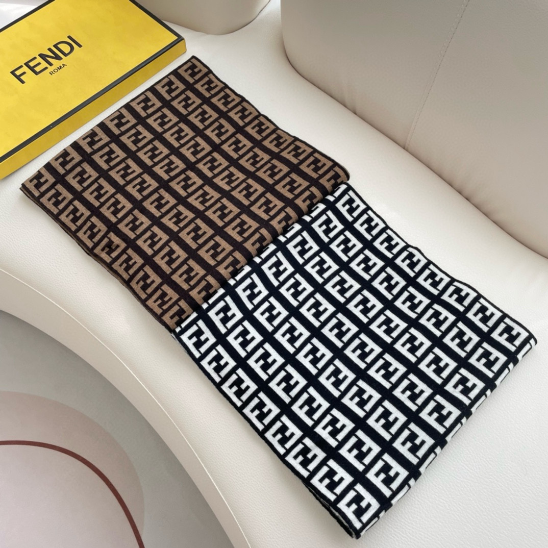 TOP FENDI Cashmere Monogram Rectangle Scarf 32x180cm - 2 Color