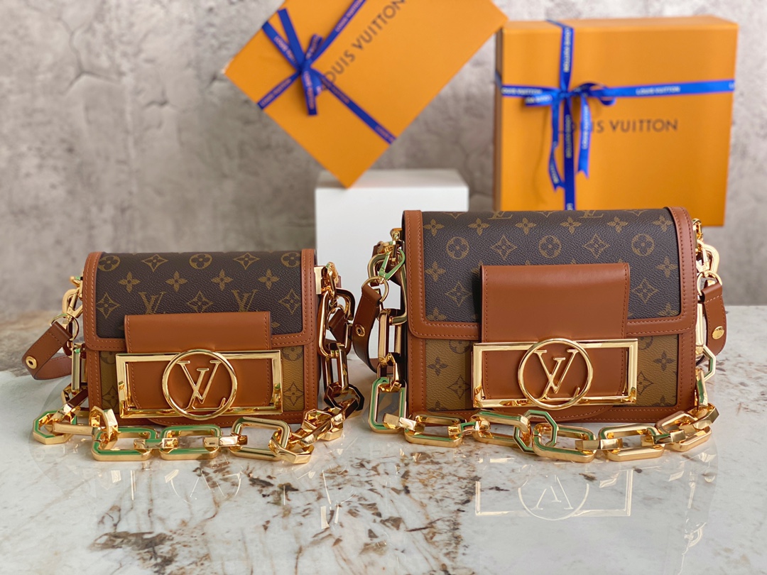 TOP Louis Vuitton LV Dauphine Handbags 25 x 17 x 10.5 cm/20 x 15 x 9cm  - Brown&GHW