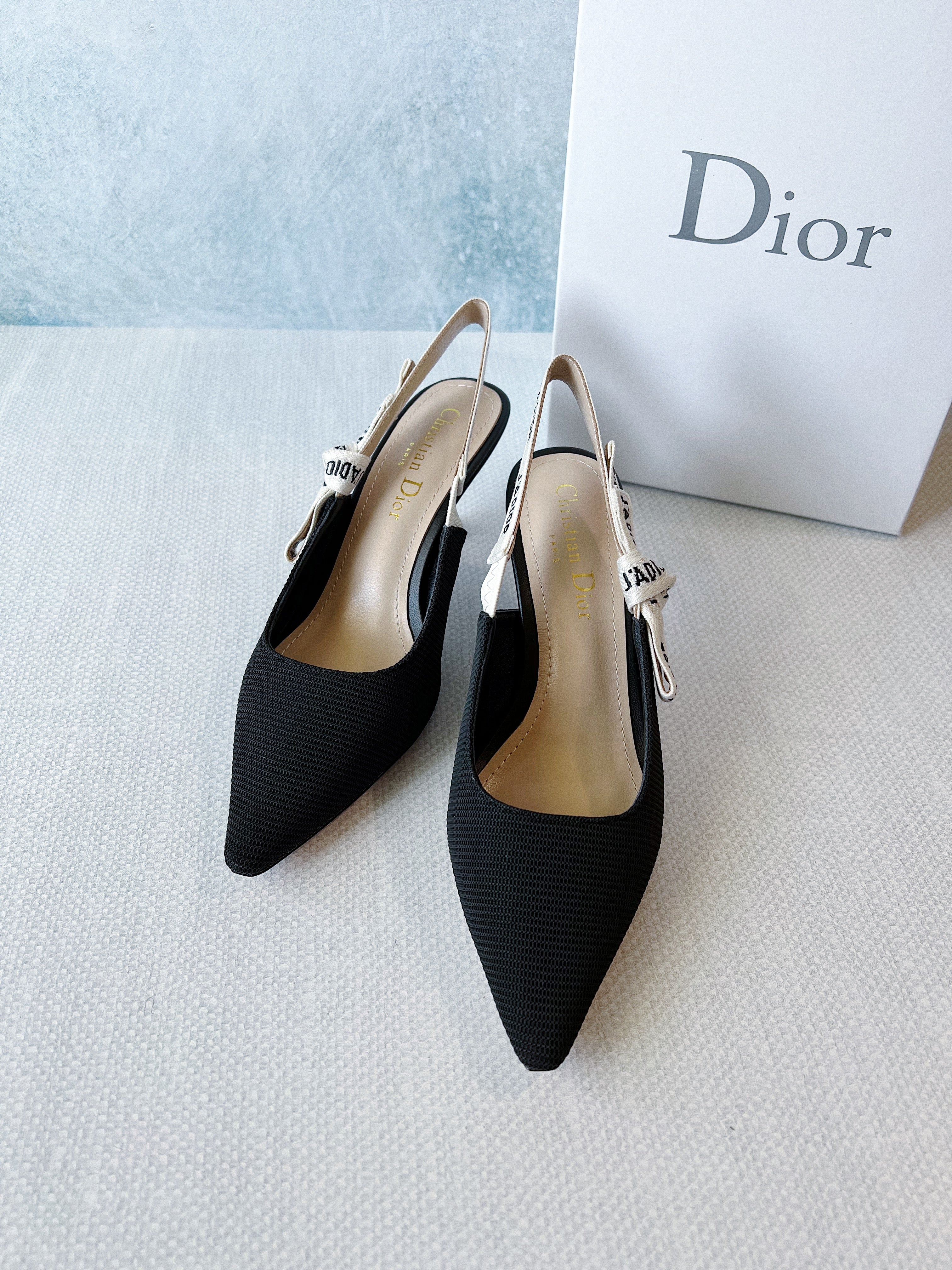 TOP Christian Dior Slingback Short Heels - Black