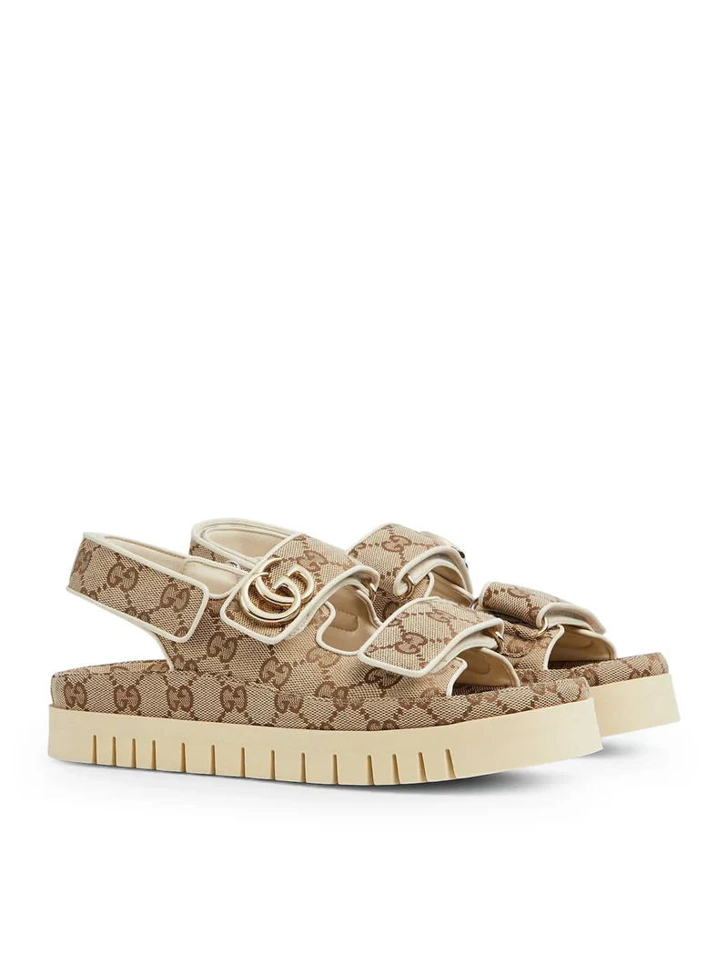 TOP GUCCI Classic Monogram Beach Sandals - Khaki