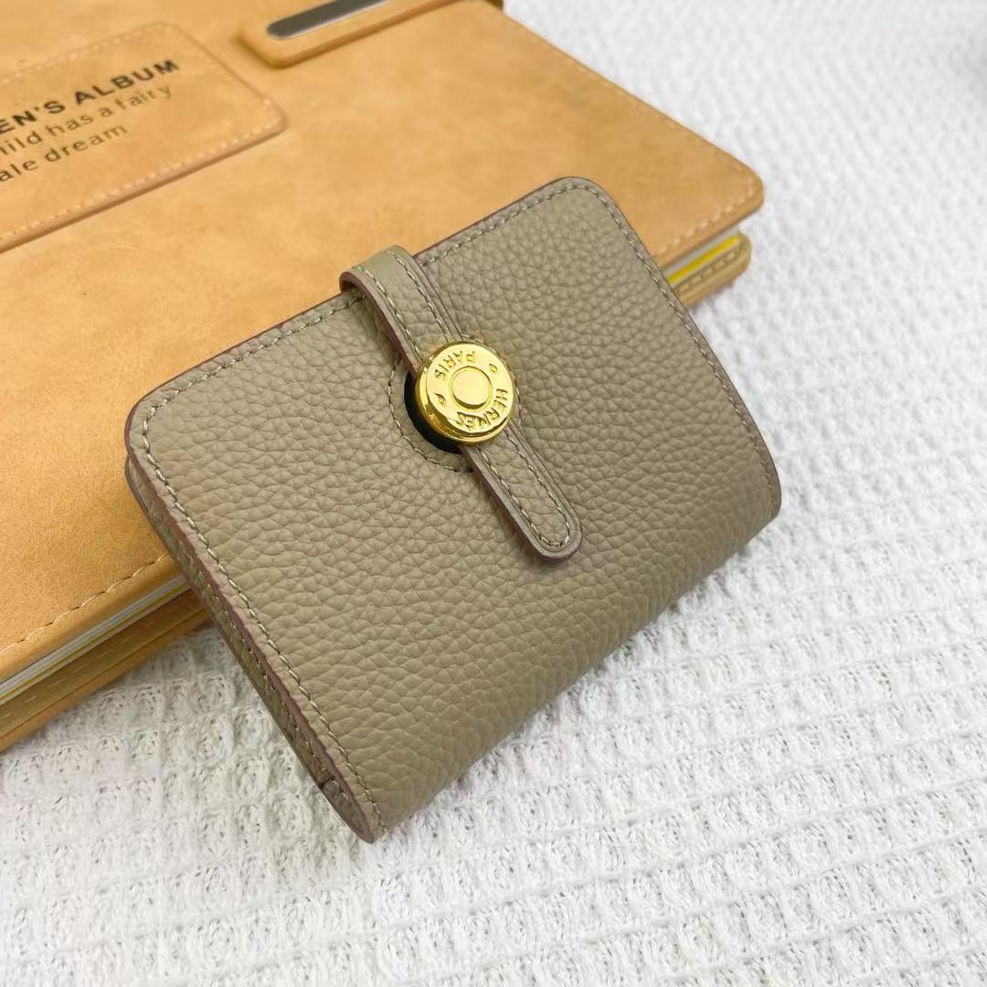 Hermès Gold Buckle Leather Card Wallet(Replica)