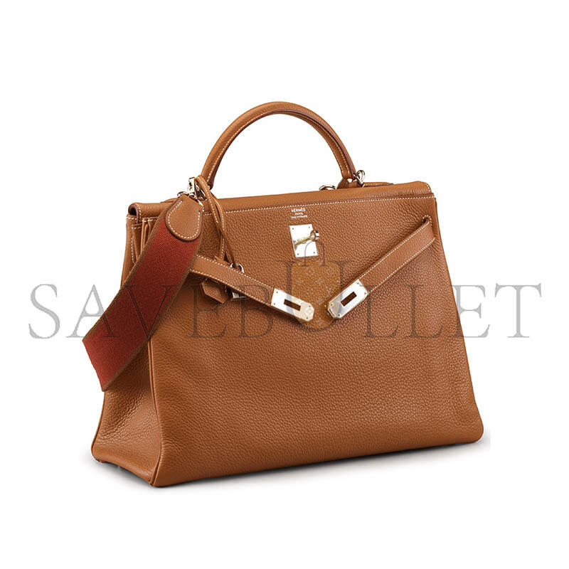 HERMÈS A GOLD CLEMENCE LEATHER AMAZON RETOURNE KELLY 40 BAG (40*28*15cm)