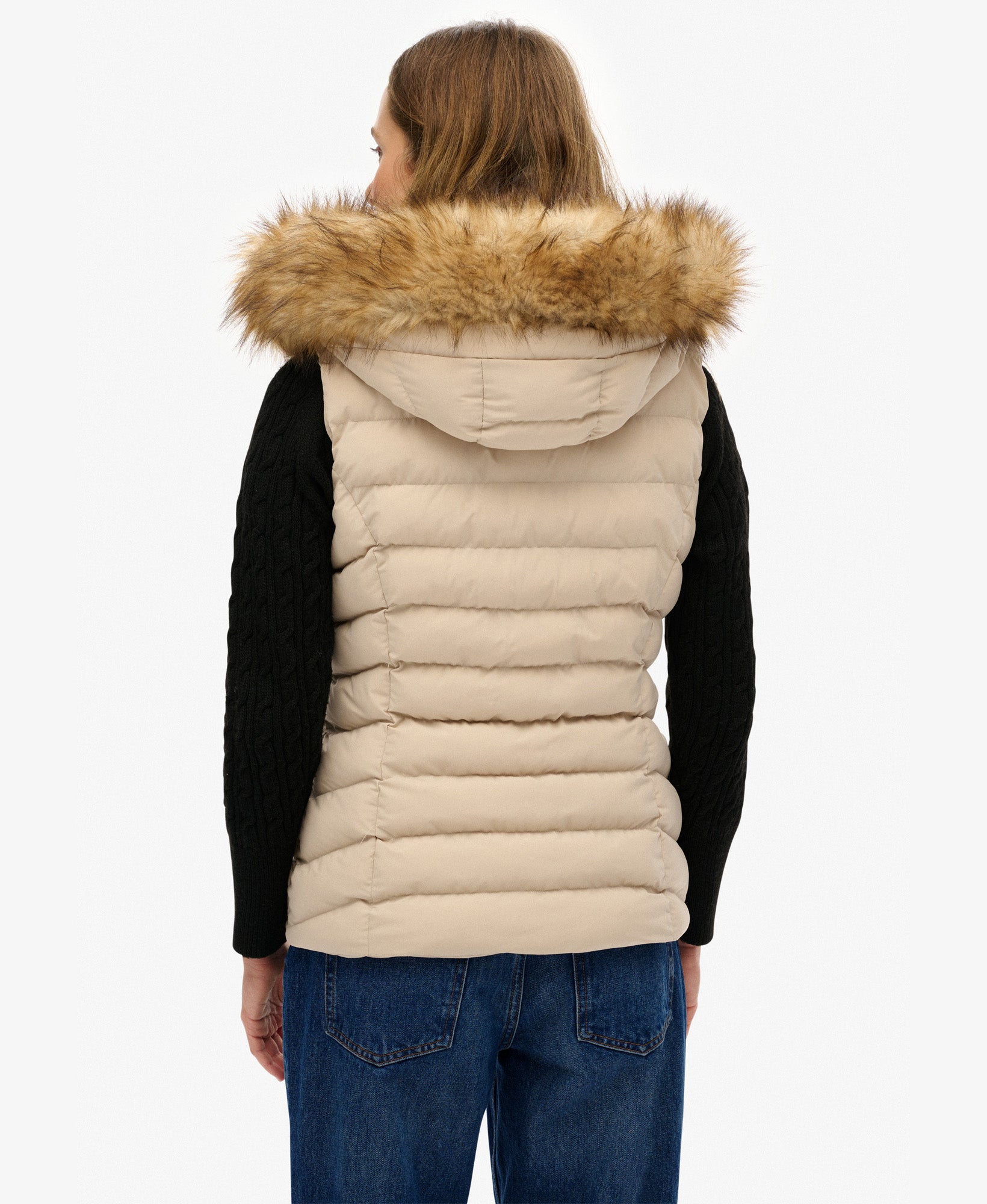 Fuji Faux Fur Hooded Gilet | Chateau Grey