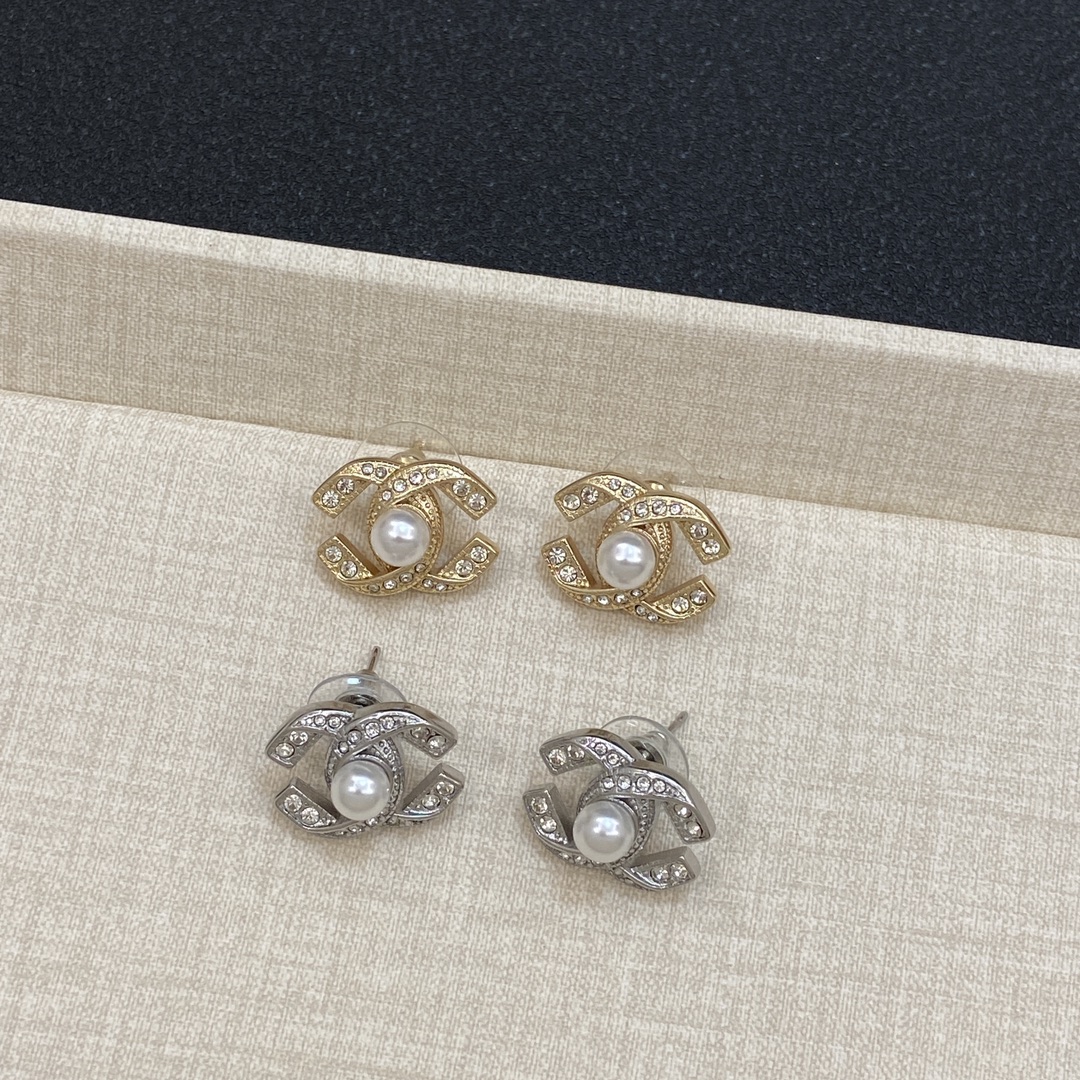 TOP CHANEL CC Earrings with Pearl - Gold/Silver