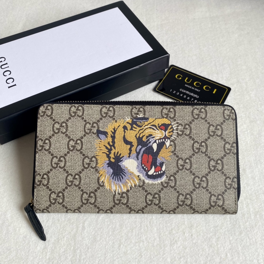 Gucci Unisex GG Supreme Printed Long Zipper Wallet（Replica）